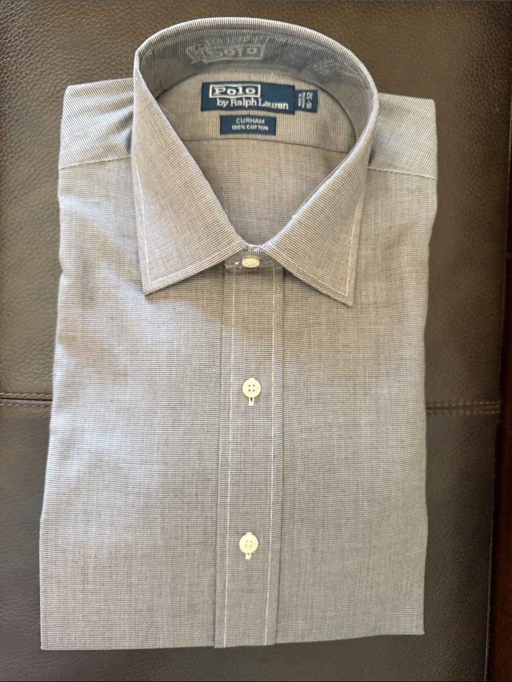 Men’s Polo Ralph Lauren Gray 100% Cotton Button Down Dress Shirt Size 16-32